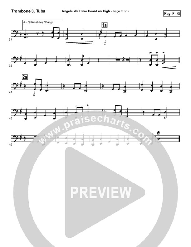Angels We Have Heard On High Trombone 3/Tuba (Traditional Carol / PraiseCharts)