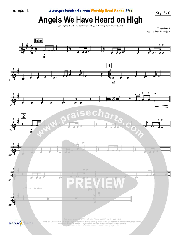 Angels We Have Heard On High Trumpet 3 (Traditional Carol / PraiseCharts)