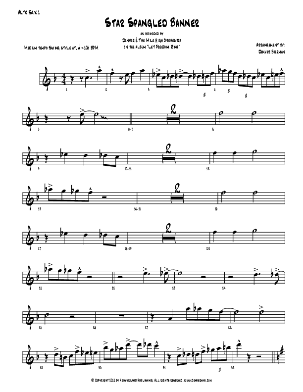 Star Spangled Banner Alto Sax 1/2 (Denver Bierman)