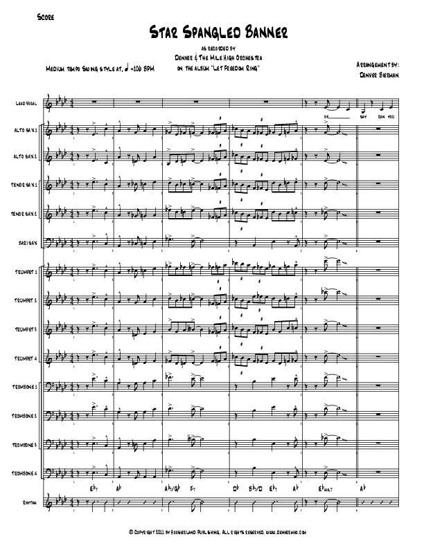 Star Spangled Banner Conductor's Score (Denver Bierman)