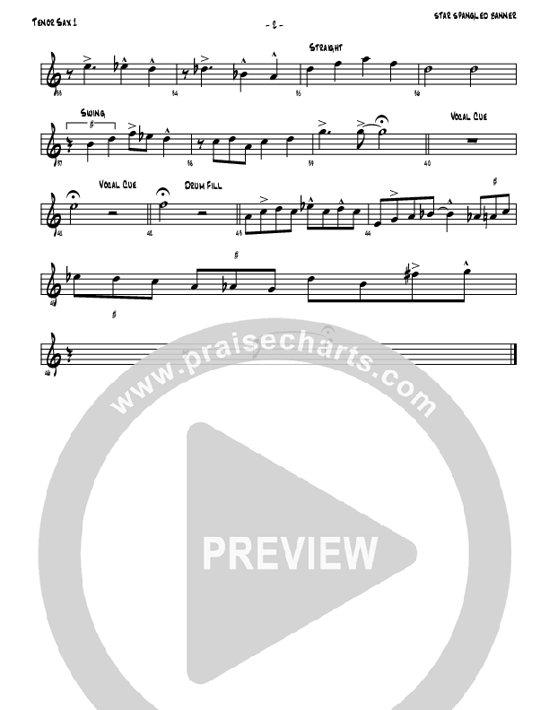 Star Spangled Banner Tenor Sax 1/2 (Denver Bierman)