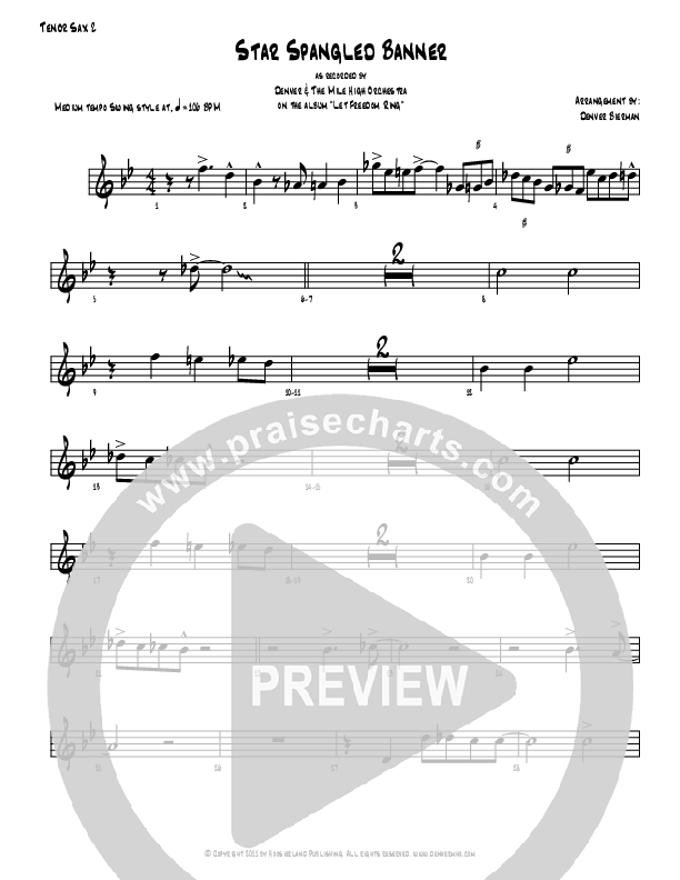 Star Spangled Banner Tenor Sax 1/2 (Denver Bierman)