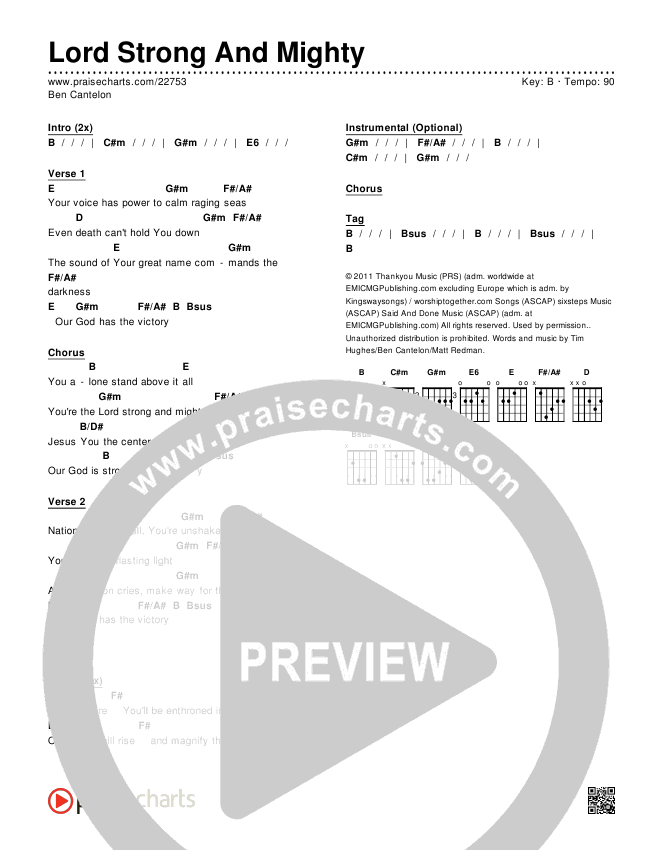Lord Strong And Mighty Chords & Lyrics (Ben Cantelon)