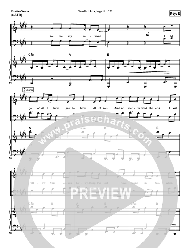 Worth It All Piano/Vocal (SATB) (Ben Cantelon)