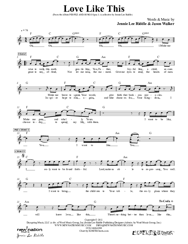 Love Like This Lead Sheet (Jennie Riddle / People & Songs)