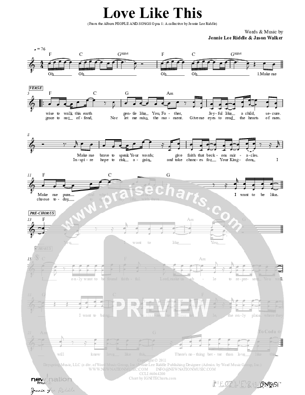 Love Like This Lead Sheet (Jennie Riddle / People & Songs)