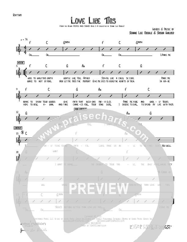 Love Like This Rhythm Chart (Jennie Riddle / People & Songs)