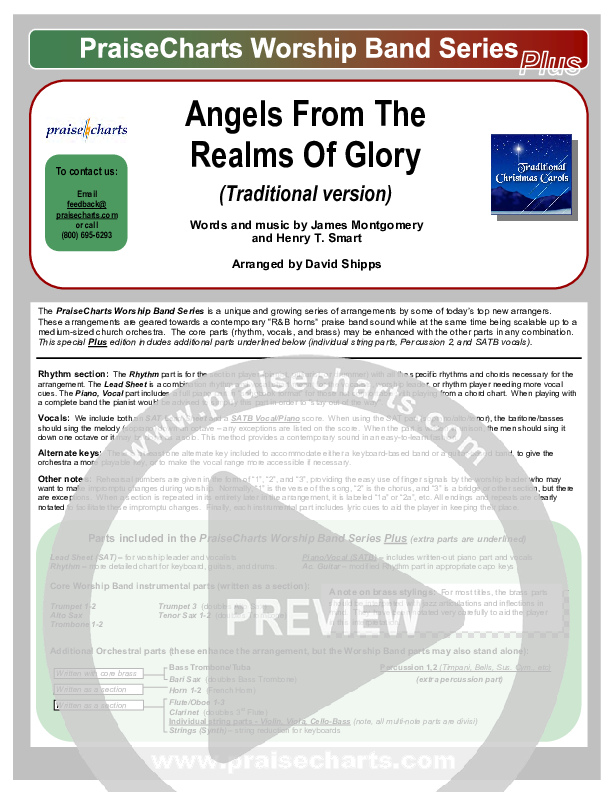 Angels From The Realms Of Glory Orchestration (Traditional Carol / PraiseCharts)