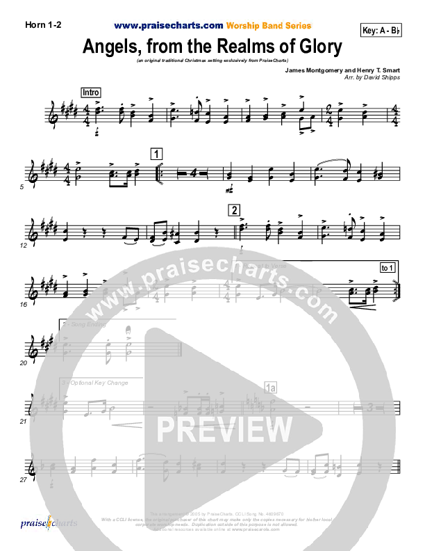 Angels From The Realms Of Glory French Horn 1/2 (Traditional Carol / PraiseCharts)