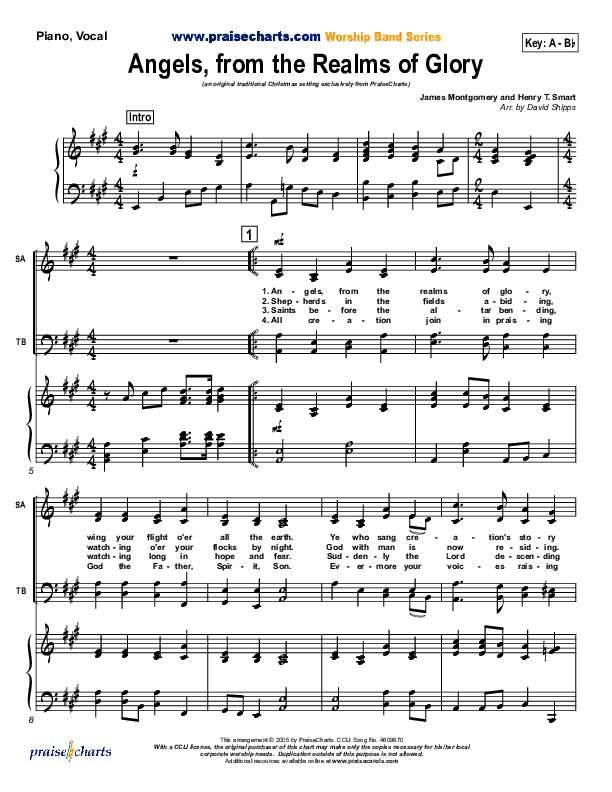 Angels From The Realms Of Glory Piano/Vocal & Lead (Traditional Carol / PraiseCharts)
