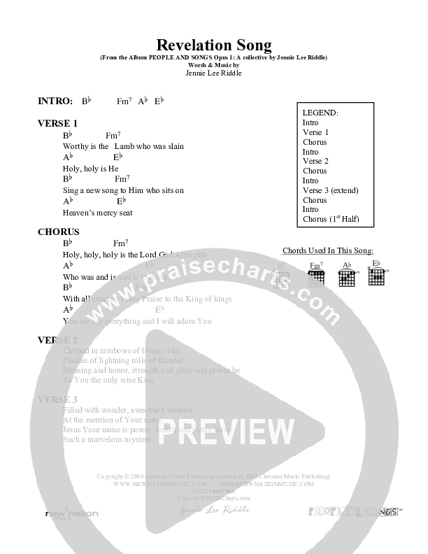 Revelation Song Sheet Music PDF (People & Songs) - PraiseCharts