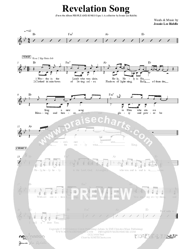 Revelation Song Lead Sheet (SAT) (Jennie Riddle / People & Songs)