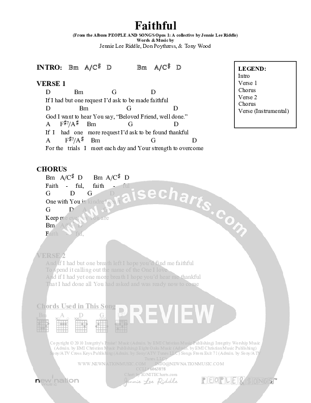 Faithful Chords & Lyrics (Jennie Riddle / People & Songs)