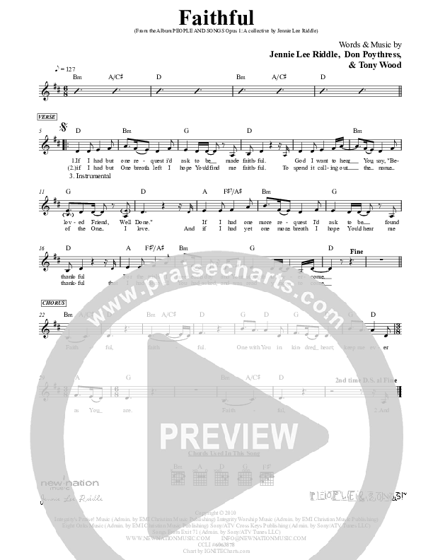 Faithful Lead Sheet (Jennie Riddle / People & Songs)