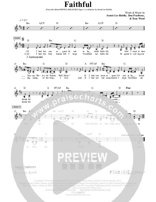 Faithful Lead Sheet (Jennie Riddle / People & Songs)