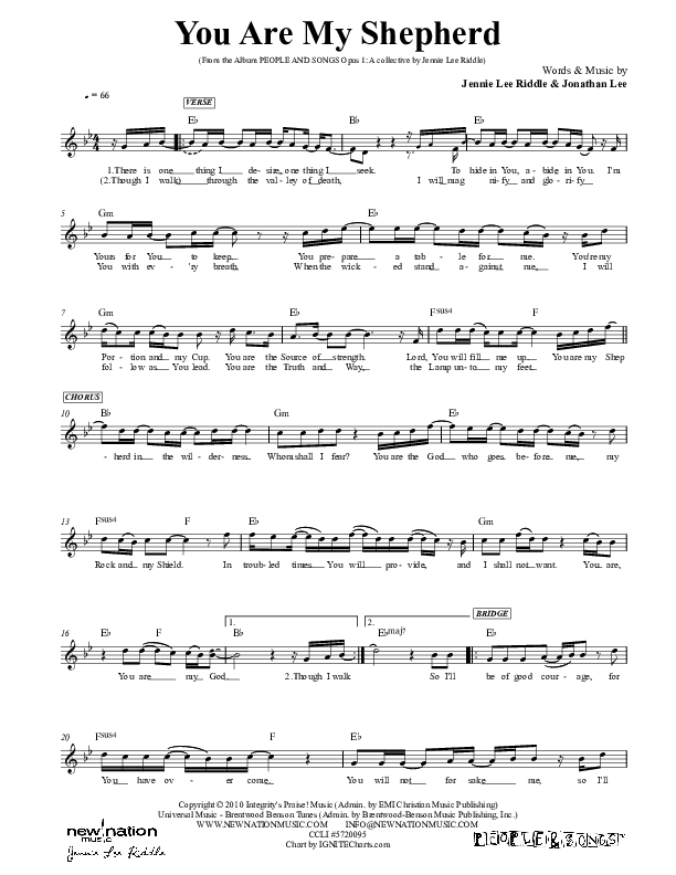 You Are My Shepherd Lead Sheet (Jennie Riddle / People & Songs)