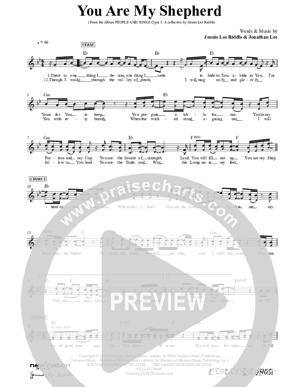 You Are My Shepherd Lead Sheet (Jennie Riddle / People & Songs)