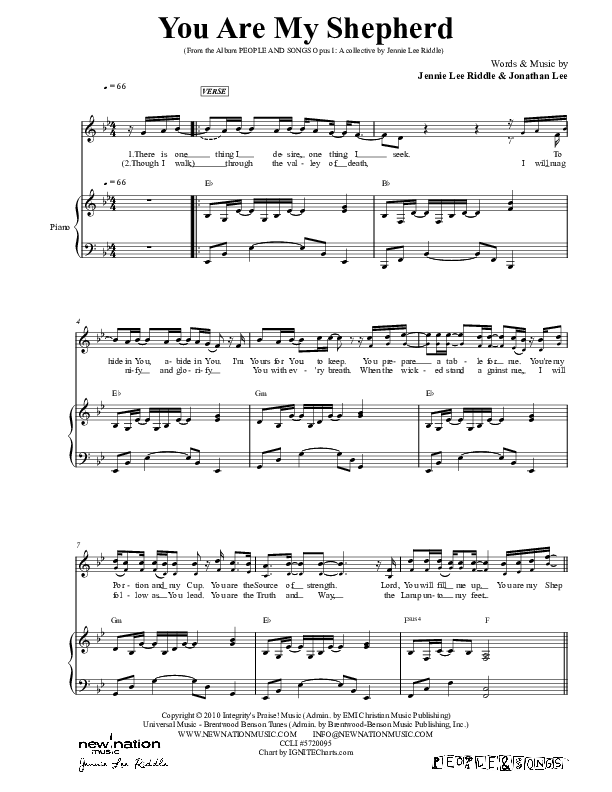 You Are My Shepherd Piano/Vocal & Lead (Jennie Riddle / People & Songs)