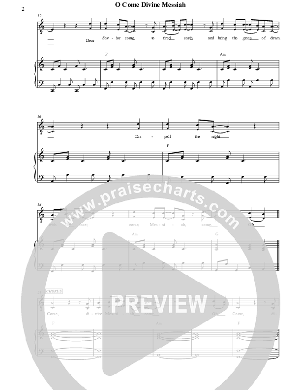 O Come Divine Messiah Piano/Vocal & Lead (Jennie Riddle / People & Songs)