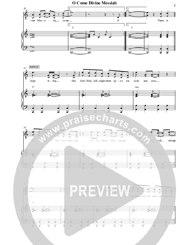 O Come Divine Messiah Piano/Vocal & Lead (Jennie Riddle / People & Songs)