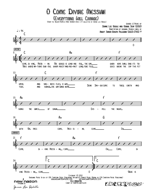 O Come Divine Messiah Rhythm Chart (Jennie Riddle / People & Songs)