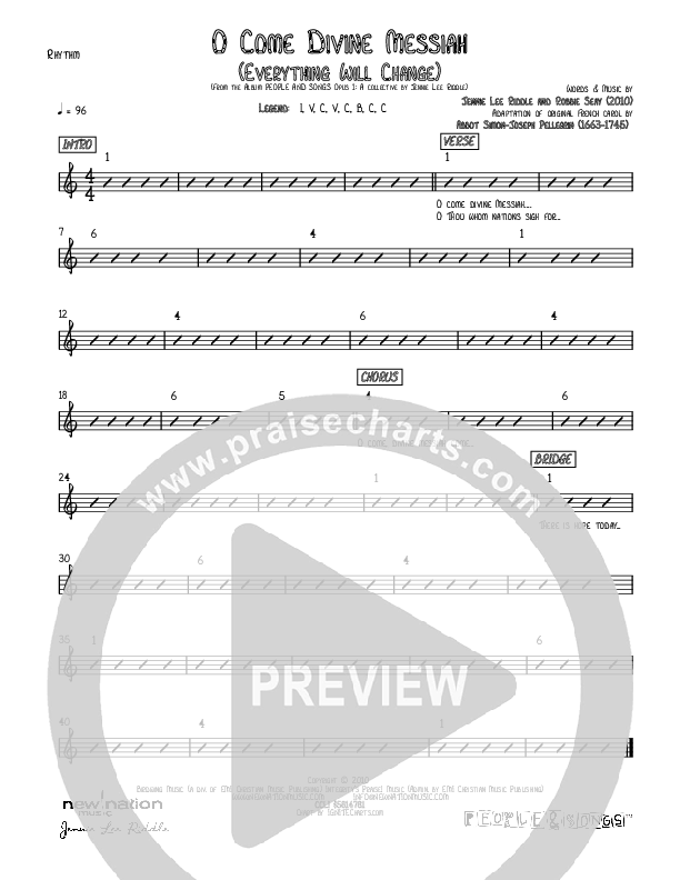 O Come Divine Messiah Rhythm Chart (Jennie Riddle / People & Songs)