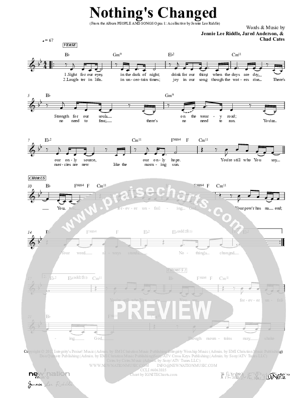 Nothing's Changed Lead Sheet (Jennie Riddle / People & Songs)