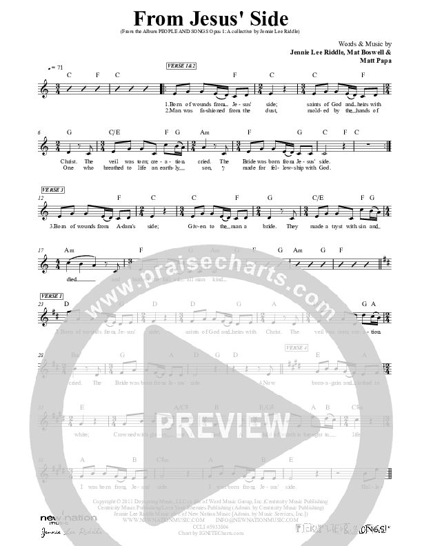 From Jesus' Side Lead Sheet (Jennie Riddle / People & Songs)