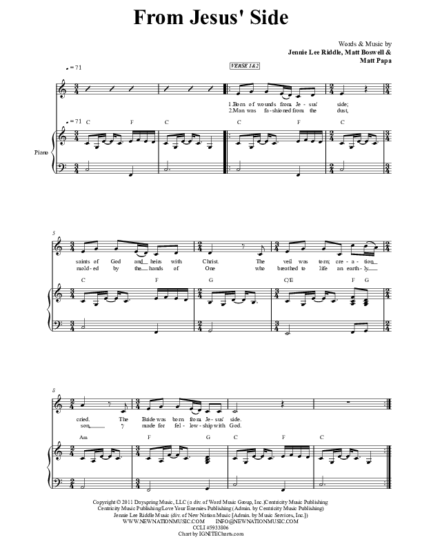 From Jesus' Side Piano/Vocal & Lead (Jennie Riddle / People & Songs)