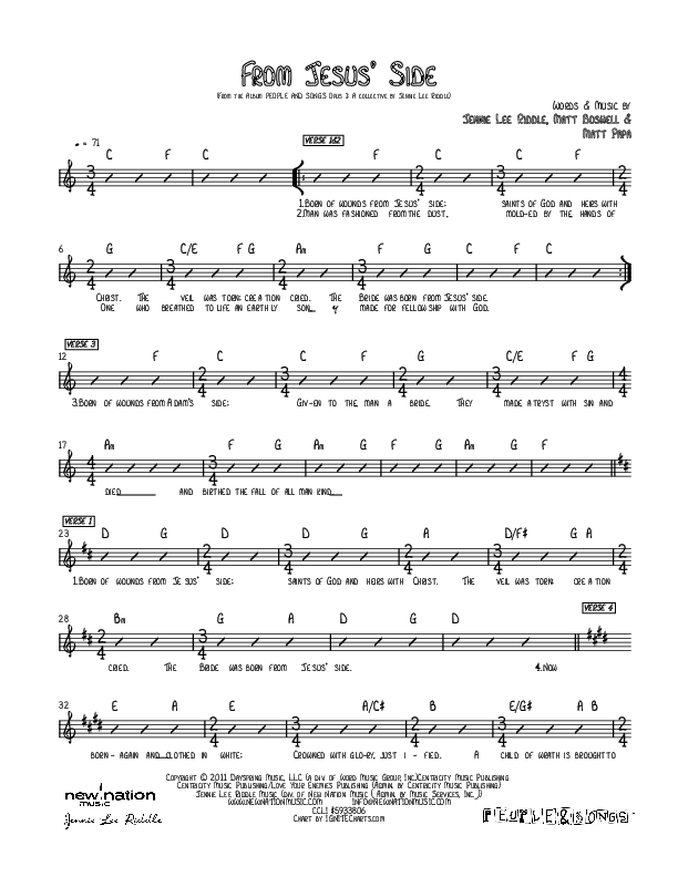 From Jesus' Side Rhythm Chart (Jennie Riddle / People & Songs)