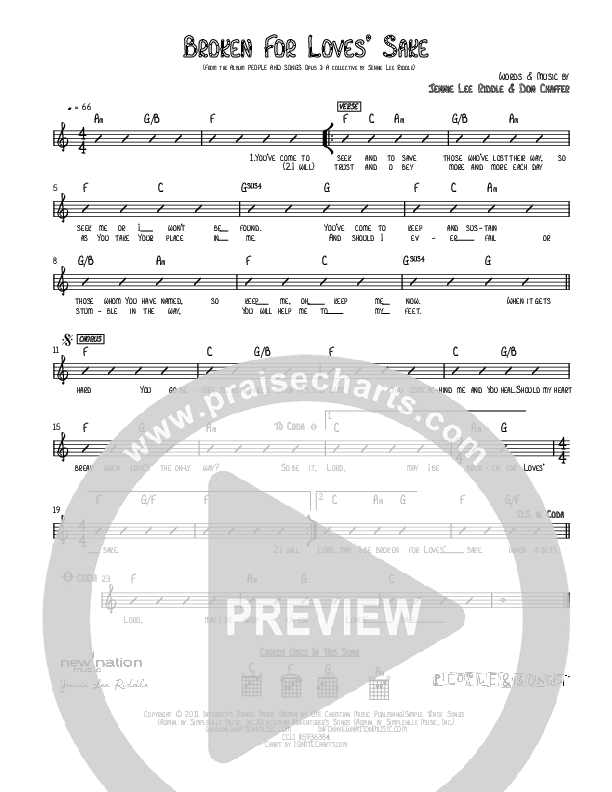 Broken For Love's Sake Chords & Lyrics (Jennie Riddle / People & Songs)