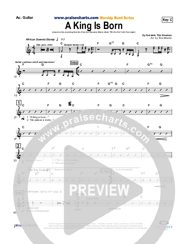 A King is Born Acoustic Guitar (Tom Inglis)