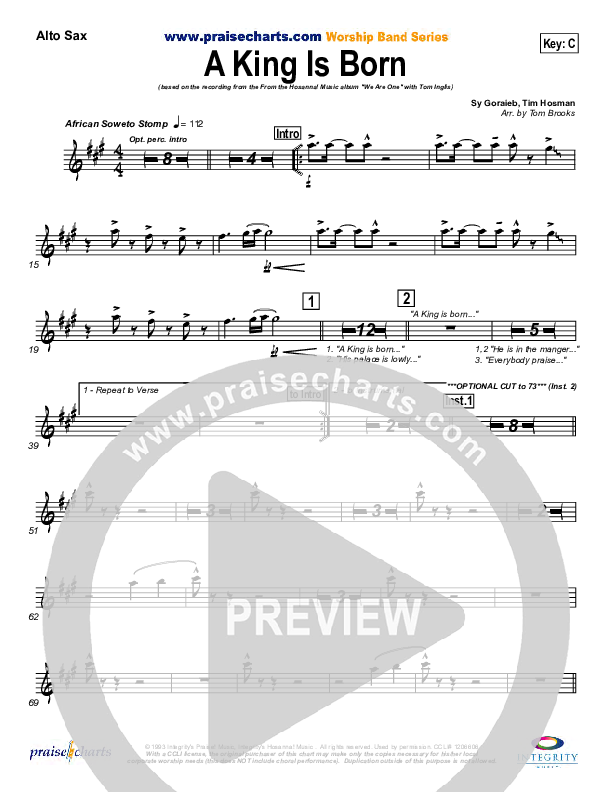 A King is Born Alto Sax (Tom Inglis)