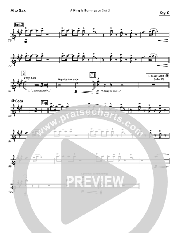 A King is Born Alto Sax (Tom Inglis)