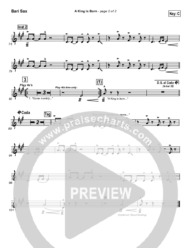 A King is Born Bari Sax (Tom Inglis)