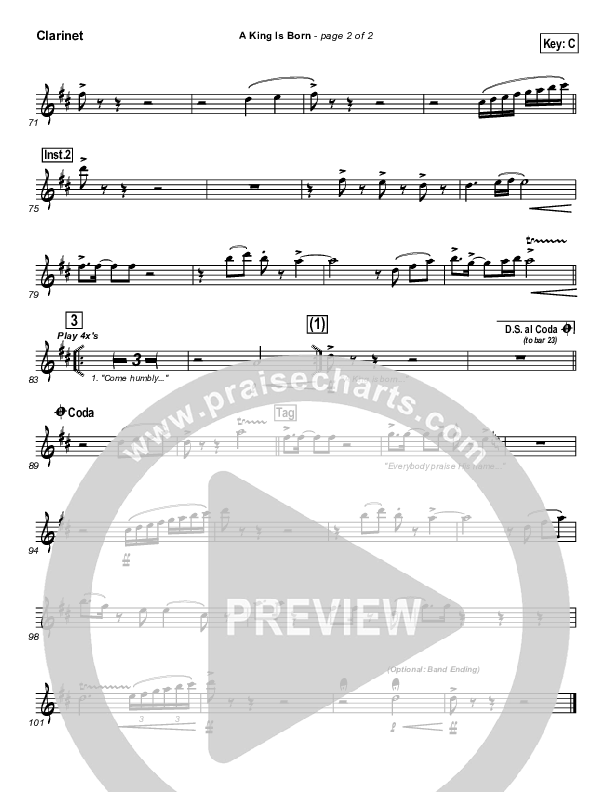 A King is Born Clarinet (Tom Inglis)