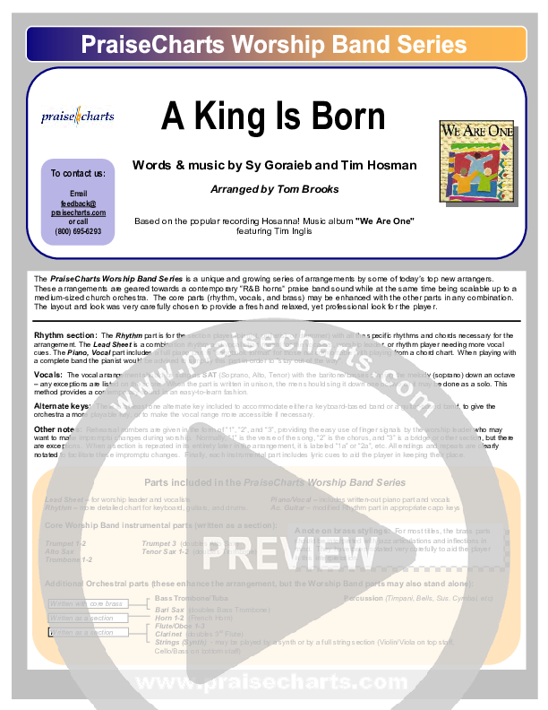 A King is Born Cover Sheet (Tom Inglis)
