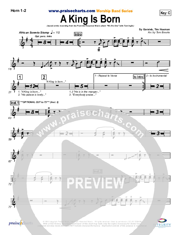 A King is Born French Horn 1/2 (Tom Inglis)