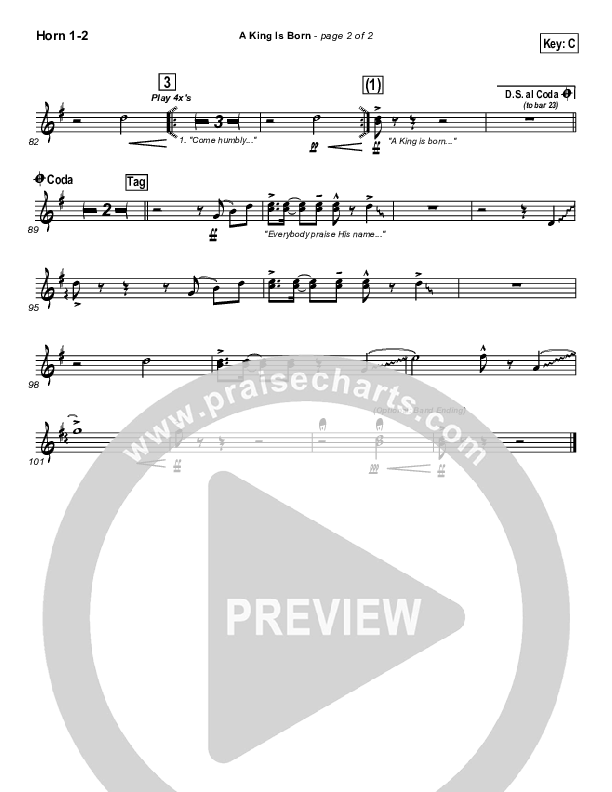 A King is Born French Horn 1/2 (Tom Inglis)