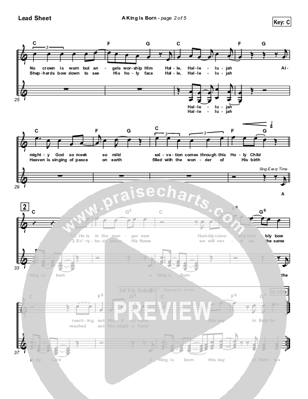 A King is Born Lead Sheet (Tom Inglis)