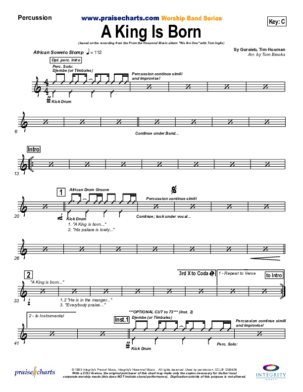 A King is Born Percussion (Tom Inglis)