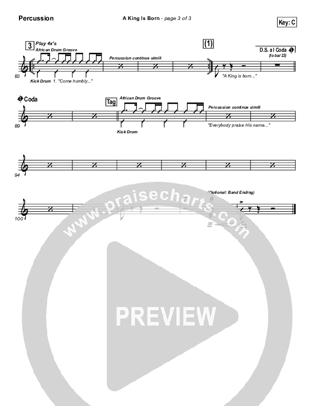 A King is Born Percussion (Tom Inglis)