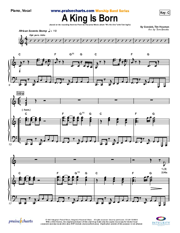 A King is Born Piano/Vocal Pack (Tom Inglis)