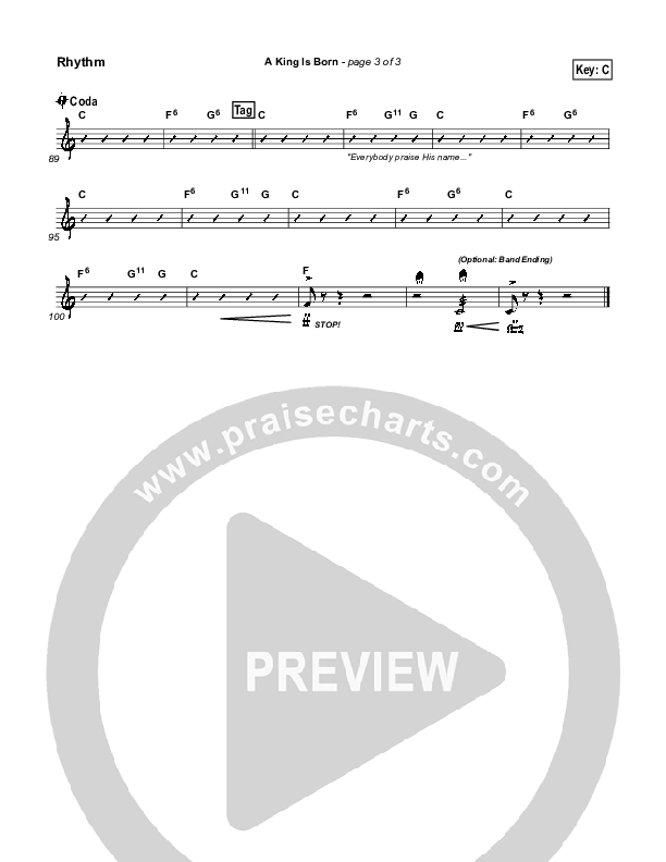 A King is Born Rhythm Chart (Tom Inglis)