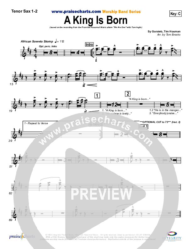 A King is Born Tenor Sax 1/2 (Tom Inglis)