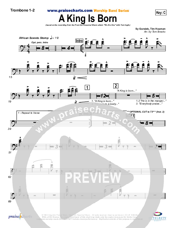 A King is Born Trombone 1/2 (Tom Inglis)