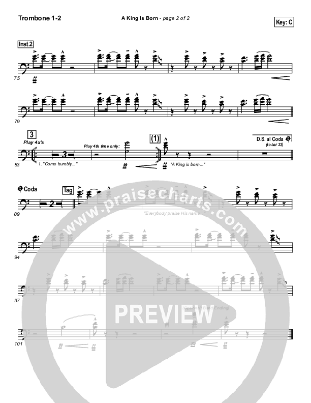 A King is Born Trombone 1/2 (Tom Inglis)