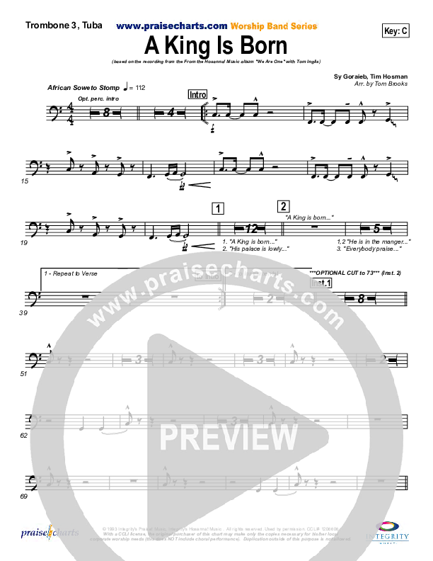 A King is Born Trombone 3/Tuba (Tom Inglis)