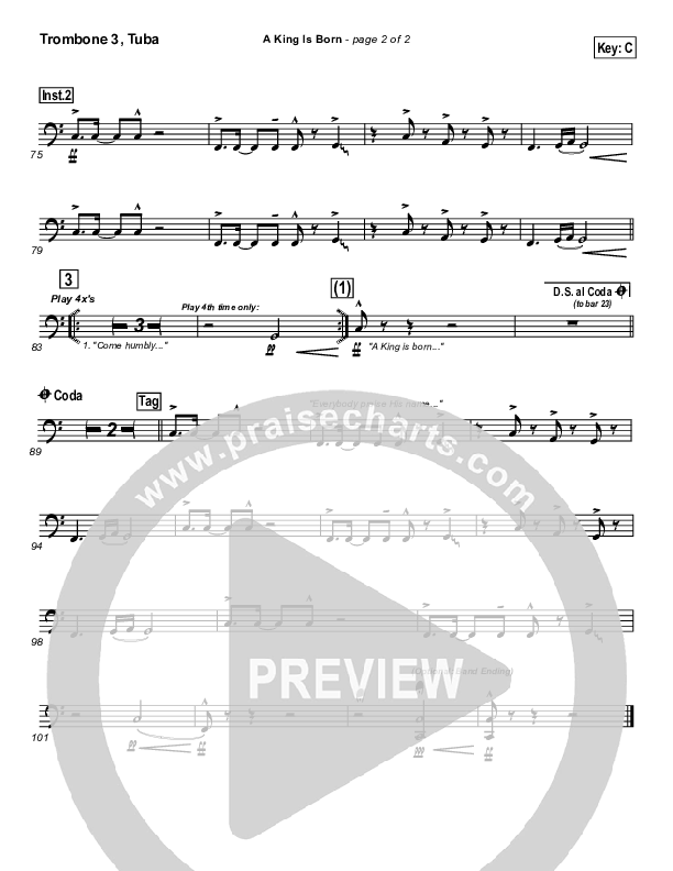 A King is Born Trombone 3/Tuba (Tom Inglis)