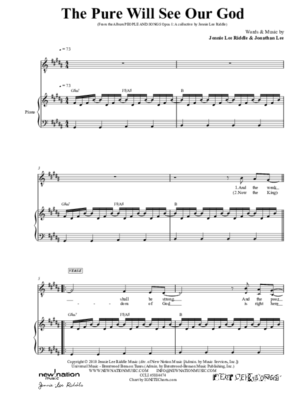 The Pure Will See Our God Lead & Piano (Jennie Riddle / People & Songs)